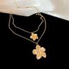 High-End European & American Metal Oval Earrings and Necklace Set - Simple Clavicle Chain for Women