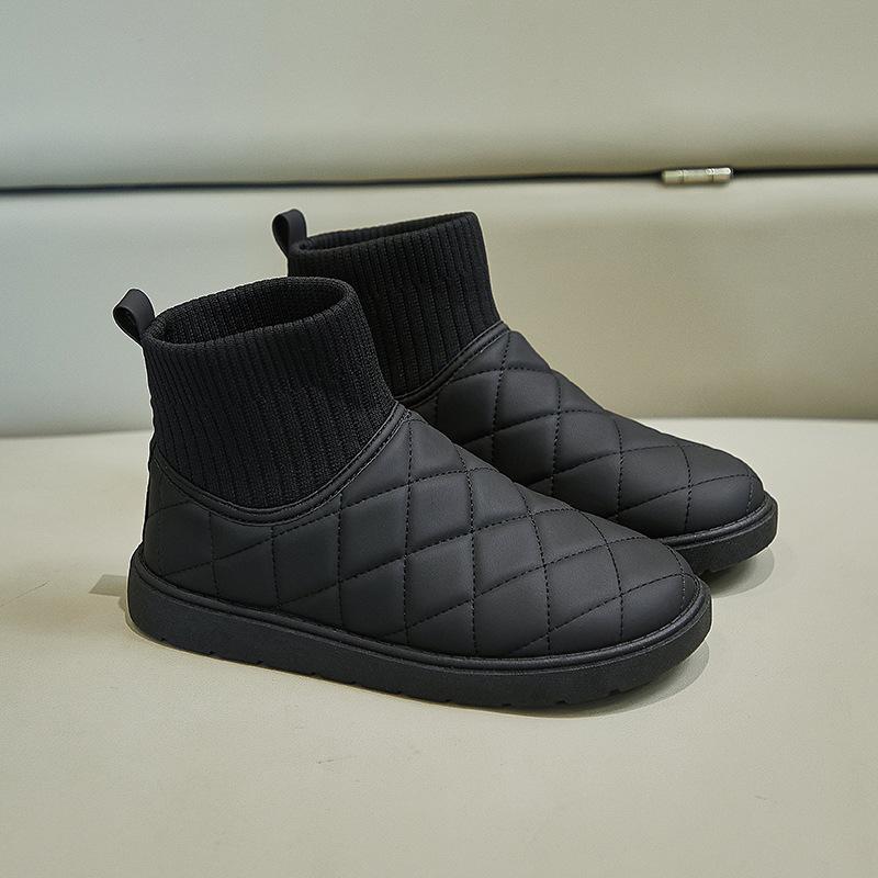 

Snow Boots Women s Velvet Thickening 2024 New Winter Fashion Short-tube Slip-on Warm Bread Cotton Shoes Winter Boots 35 чёрный