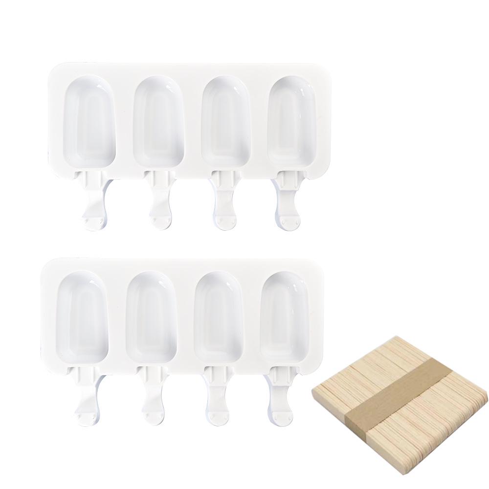 DIY 4-Cavity Oval Silicone Ice Cream & Popsicle Mold