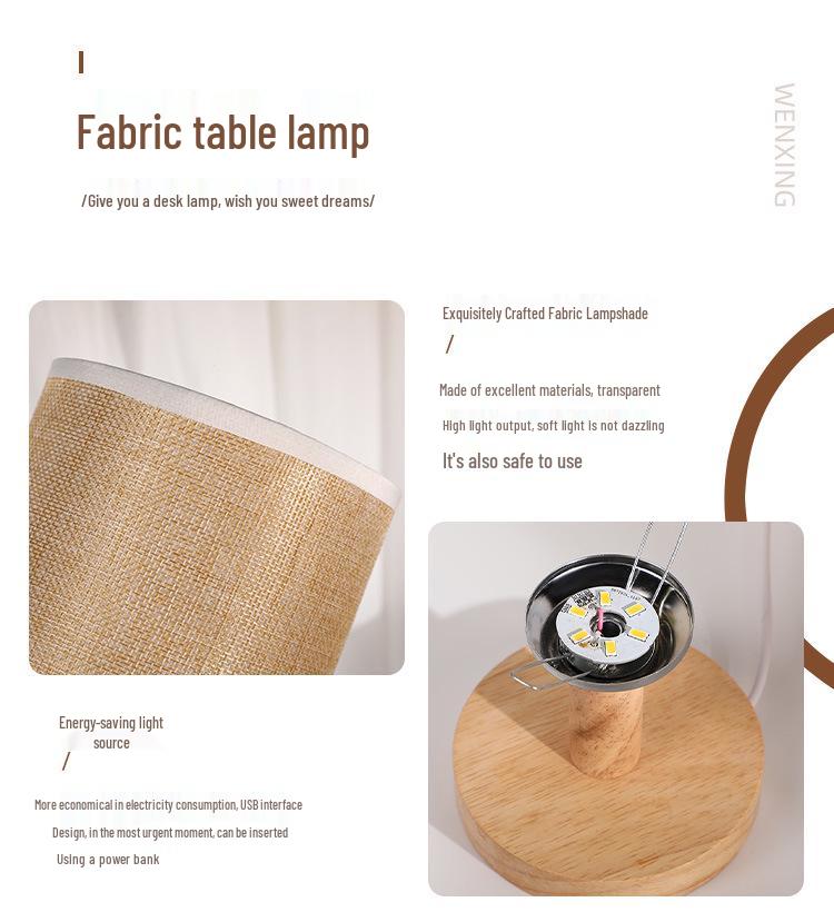 Stoff-Holzsockel Tischlampe: DIY-Softlicht, augenfreundlich, ideal für Nachttische