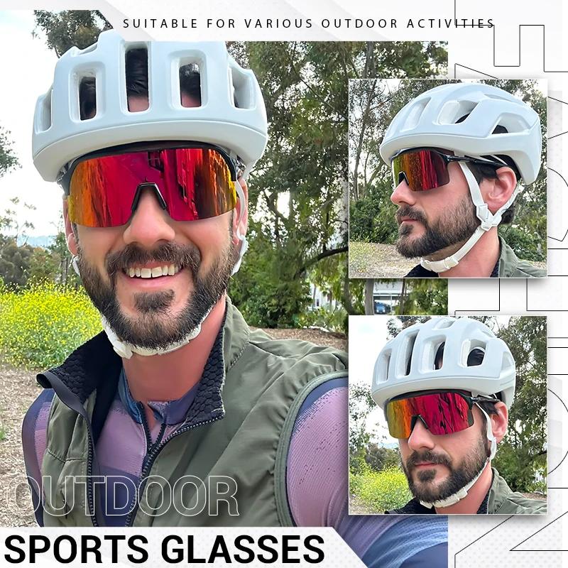 KAPVOE Lunettes de Cyclisme UV400 Lunettes de Soleil pour Course en Plein Air Sports Randonnée Conduite Lunettes de Soleil pour Vélo Hommes Femmes VTT Route