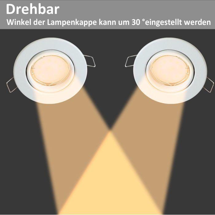 Lot de 6 spots encastrables - NETTLIFE - GU10 - Blanc - Métal - 230V, angle 90°