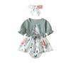 Flower Summer Baby Bodysuit Cotton False 2Piece Jumpsuit Dress Toddle Princess Dress  Birthday Gift
