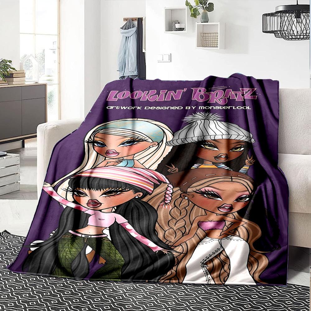 1pc Lookin' Bratz Monsterlool Soft Warm Throw Blanket Nap Blanket For Couch Sofa Office Bed Camping Travel,Comfortable