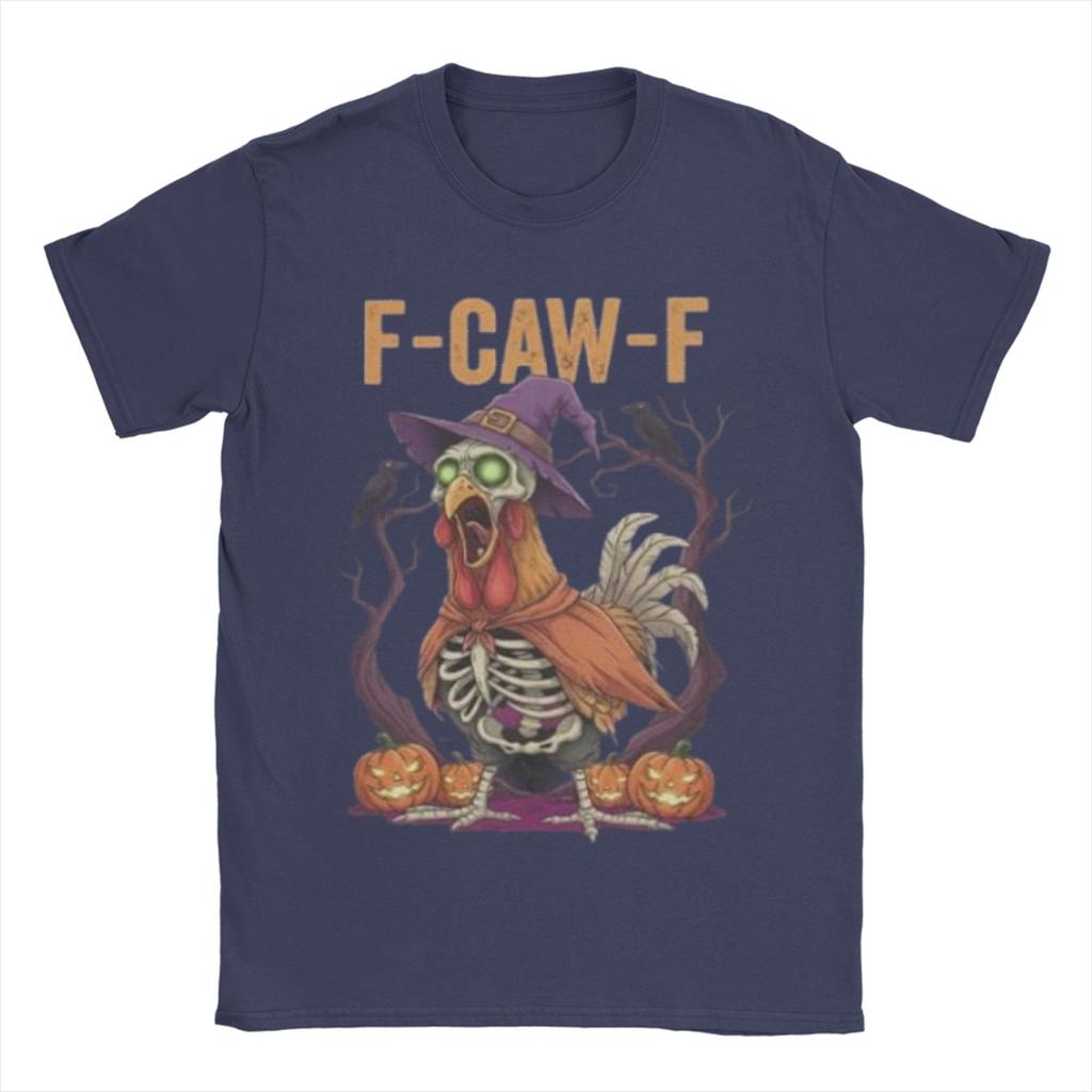 FCawF Rooster FCAWF Funny Skeleton Chicken T Shirts for Men Cotton Vintage TShirt O Neck Tee Shirt Short Sleeve Tops Original