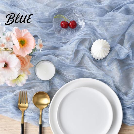 Rustic Gauze Table Runner Cheesecloth Runner 10FT Fabric Boho Wrinkled Decorative for Holiday Dinners Sheer Wedding Party Bridal Shower Long
