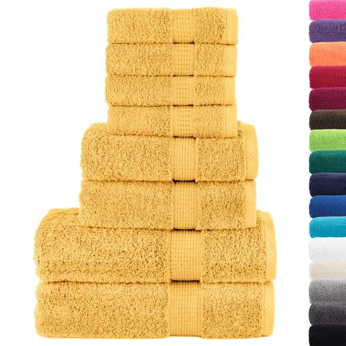 VidaXL Ensemble de Serviettes de Qualité Supérieure 8 pcs, Essuie-mains, Serviettes de Douche, Draps de Bain, Serviettes 137542