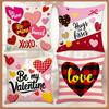 Pink Valentine's Day Festive Atmosphere Letter Cushion Cover Home Decoration Living Room Sofa Cushion Cover Linen Print