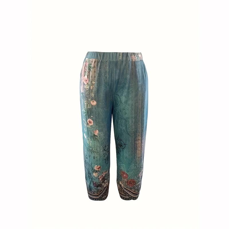 Damskie Letnie Codzienne Wakacyjne Luźne Spodnie z Nadrukiem Wygodne Miękkie Spodnie