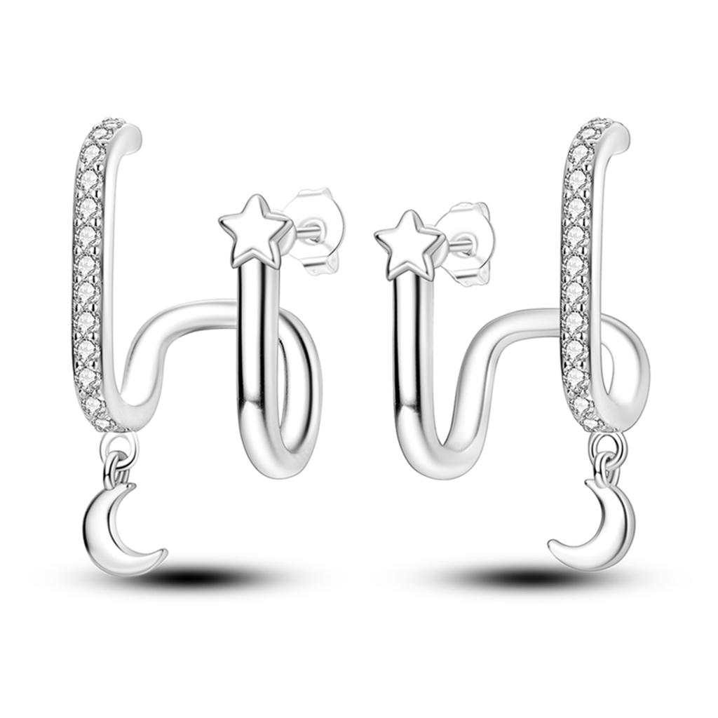 Orstarry S925 Silver Octagonal Tassel Earrings Women Hoop Jewelry Birthday Party Gifts