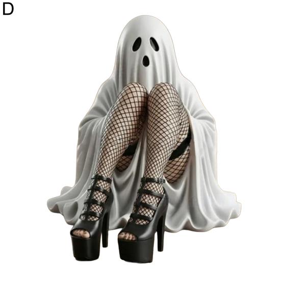 Lady Ghost Figurine Seductive Ghost Statue Resin Sexy Female Ghost Collectible Ornament for Halloween Desk Mantel Decor