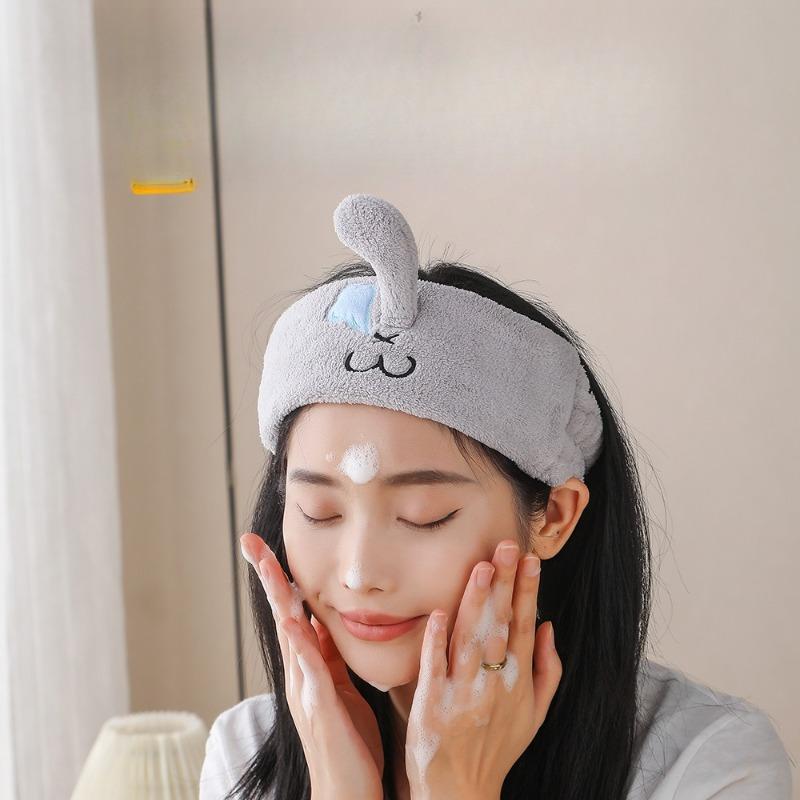 Big Nose Hair Band with Coral Fleece Face Wash Headband Girls Makeup Remover Mask Hair Cover Cute Headscarf