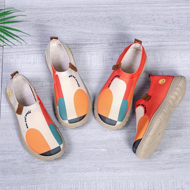 Lazy shoes are light and comfortable, mix and match wind knitted breathable shoes, soft women's casual shoes
