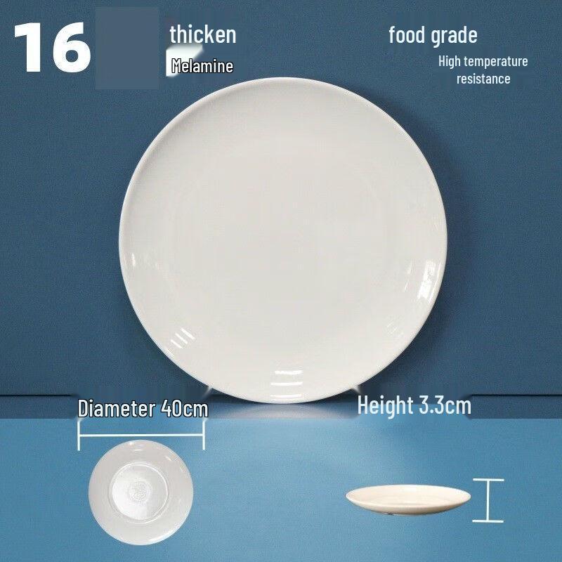 Tangyu White 16-Inch Melamine Dinner Plates (10-Pack)