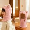 Fluffy Bear Ear Knitted Hat Solid Color Scarf Cap Fashion Baby Hooded Hat  Toddler