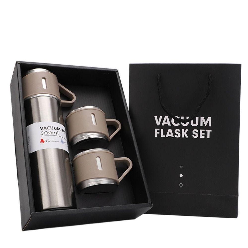 with Cup Vacuum Flask 500ml Thermal Bottle Double Layer Vacuum Insulated Bottle Set  Coffee
