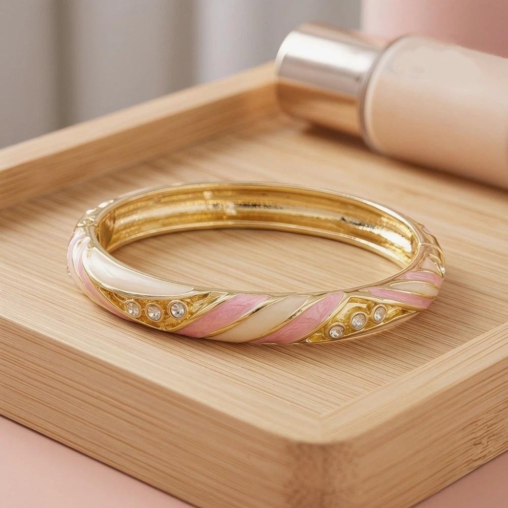 Lines Shape Chinese Crystal Bangle Enamel Women's Hand Bracelet Gifts for Women Girl