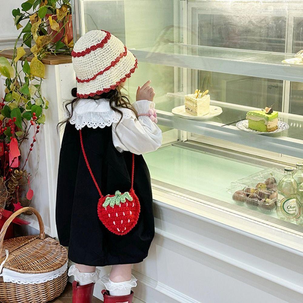 

Вязаная сумка с фруктами, вязаная сумка ручной работы с клубникой, сумка через плечо с клубникой, подарок