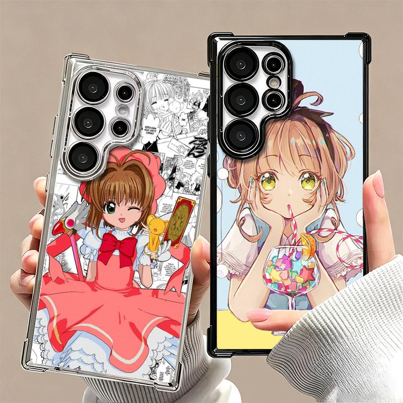 CardCaptor Sakura Anime Plating Phone Case For Samsung Galaxy S24 S25 FE S26 Edge S23 Ultra S22 S21 Plus S20 Anti-Fall Airabag C