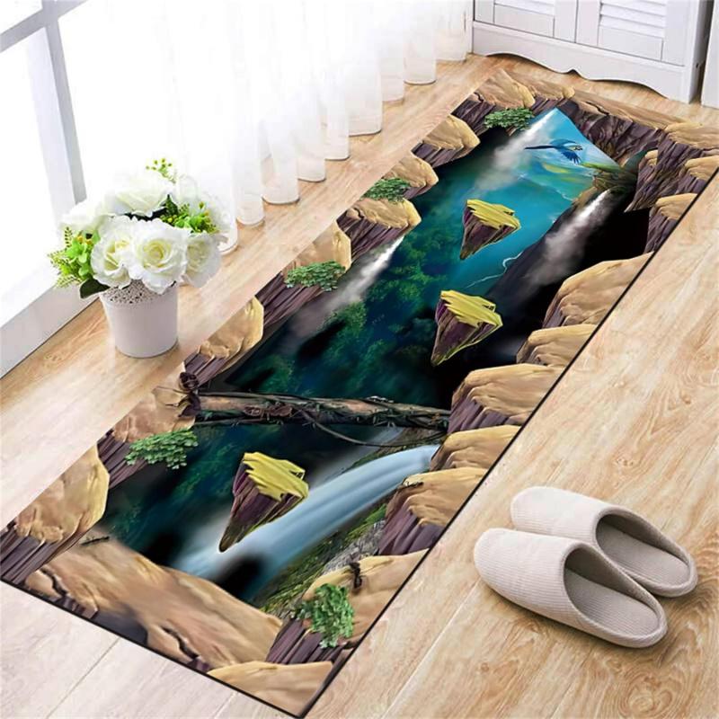 VIKAMA Non-Slip Soft 3D Canyon Rug, Durable Stain Resistant Long Mat, Funny Visual Trap Rug for Indoor & Outdoor Use
