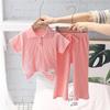 Girls Summer White Bow T-Shirt And Wide Leg Pants Set Baby Cotton Two Piece Outfit Trendy