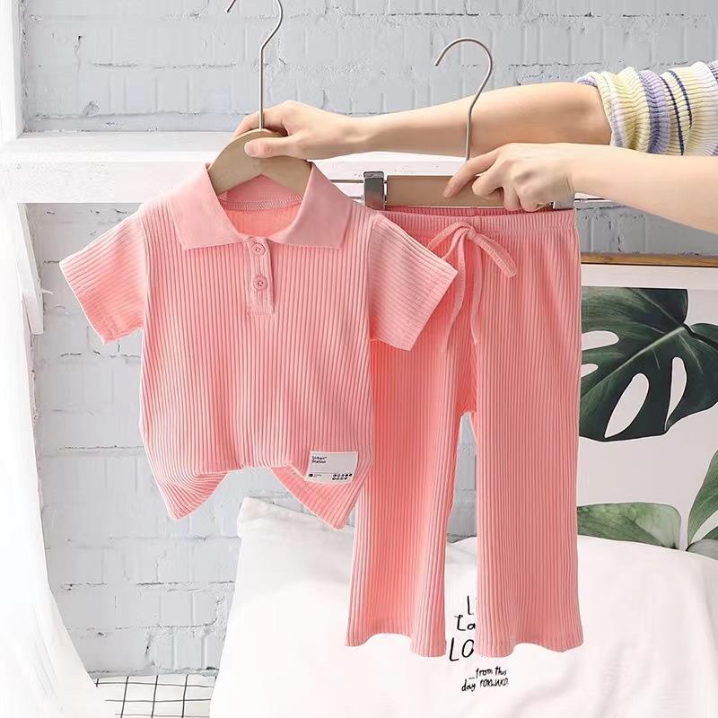 Girls Summer White Bow T-Shirt And Wide Leg Pants Set Baby Cotton Two Piece Outfit Trendy