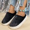 Fashion Cotton Shoes Plush Thick Bottom Fur Slippers for Women Winter Casal Indoor Shoes Flat Bottom Soft Padded Warm Casual Slides Shoe