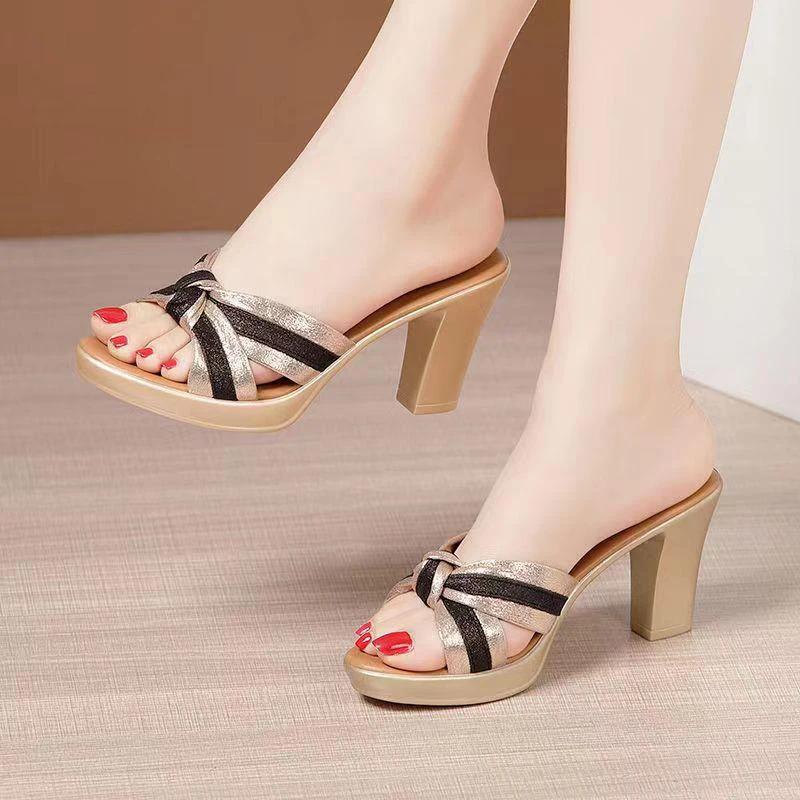 

Fashion Thick Heel Outdoor Sandals For Women Summer 2025 New Waterproof Platform Fish Mouth Sandals Fashionable All-match High Heel 35