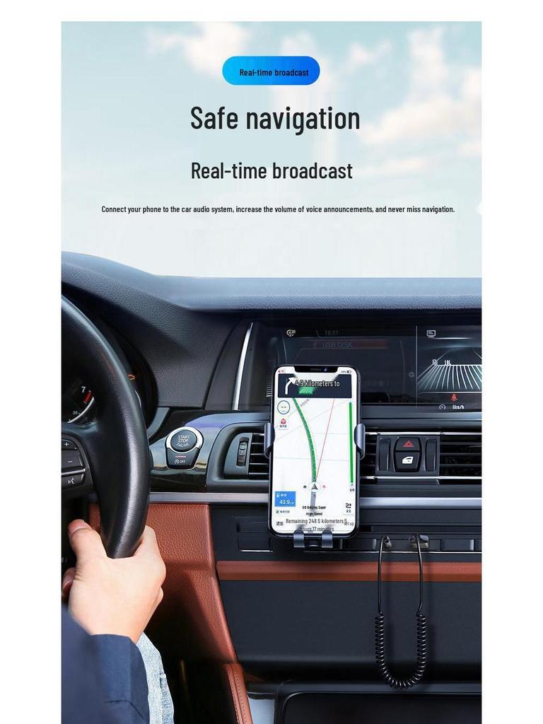 Kompakter Bluetooth 5.0 Auto-Audio-Receiver mit HD-Freisprechanruf, Navigation, AUX-Unterstützung