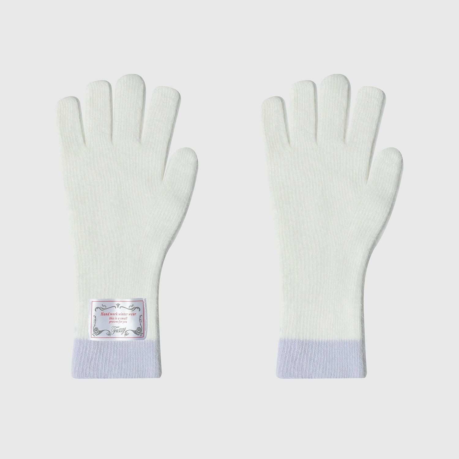 

Color matching rabbit fur knitted gloves men s and women s macaron long finger-free touch-screen cycling warm gloves білий