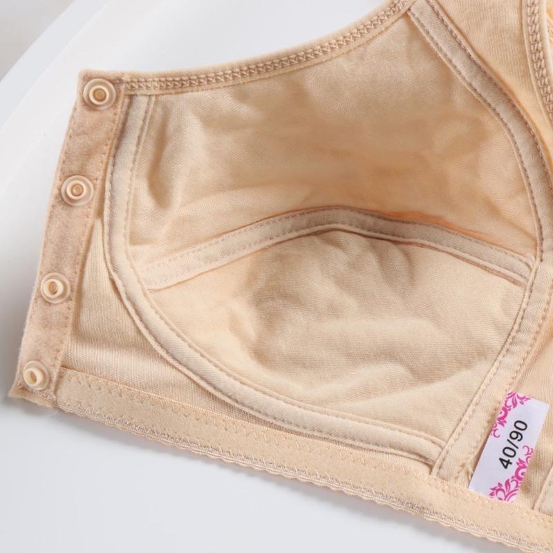 Women Front Button Bra Thin Cotton Lining 36-46 Plus Size Bras Butang Depan Top Underwear Lingerie for Elderly Old Woman
