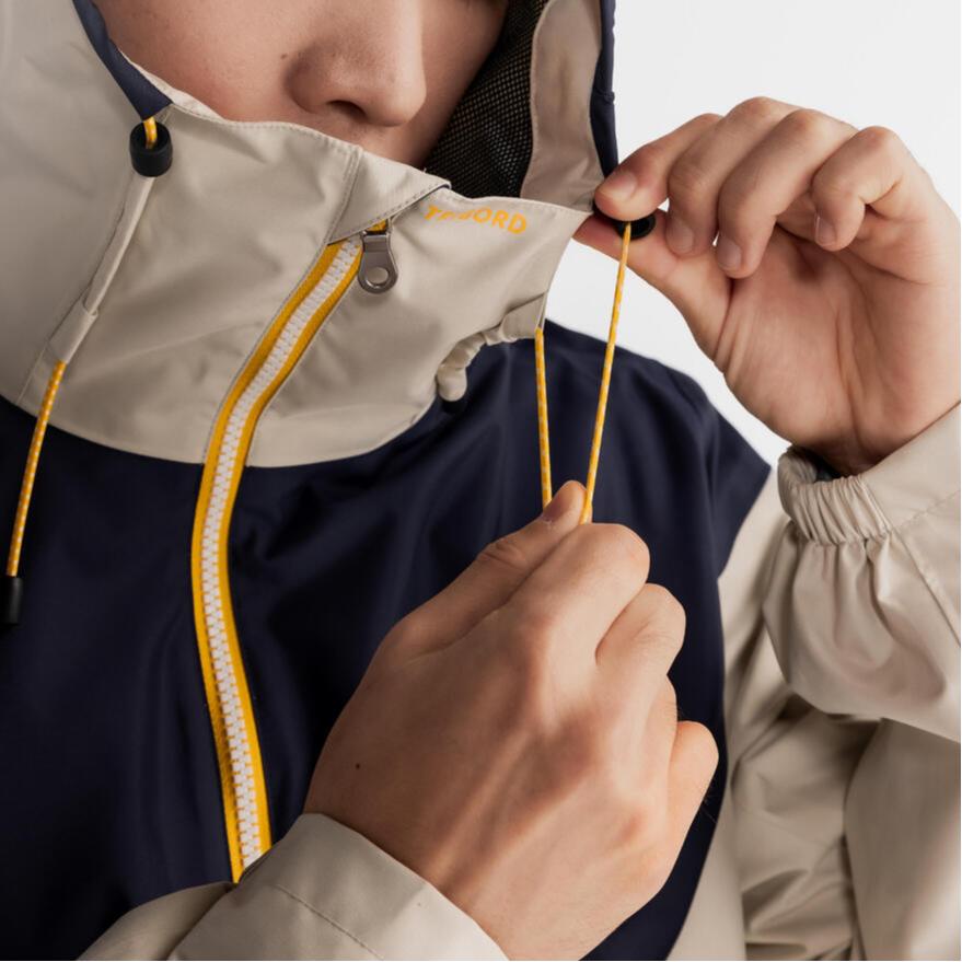 Decathlon 100 TRIBORD Navy White Beige Windproof Waterproof Breathable Hiking Jacket Men's Light Chalk Grey/Blue Black