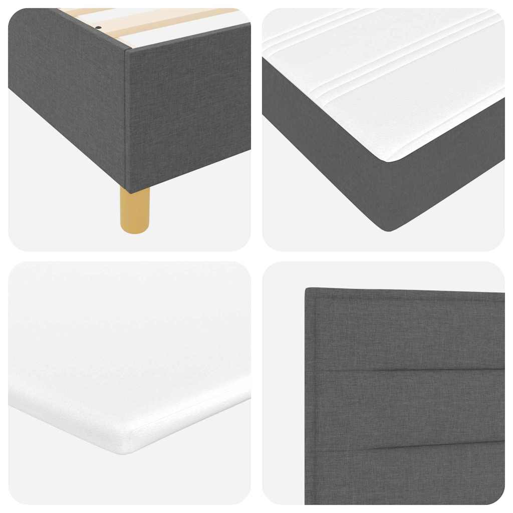 Box Spring Bed with Mattress Dark Gray 200 x 200 cm Fabric