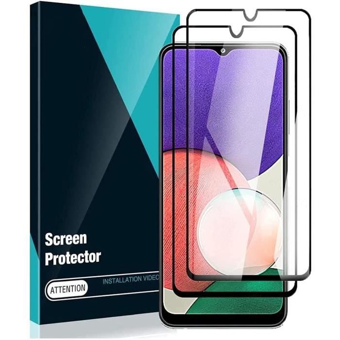 Verre trempé intégral pour Samsung A22 5G (6,6") Pack de 4 Films Ecran Noir Haute résistance Anti trace
