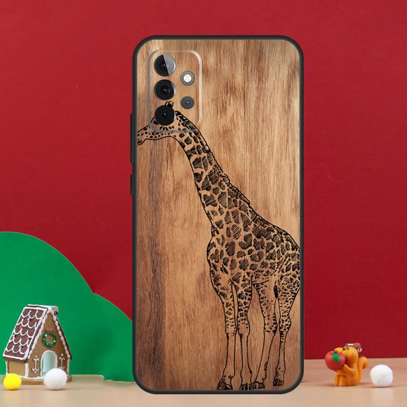 Natural Bamboo Wood Animal Print Case For Samsung Galaxy A55 A52 A32 A12 A33 A06 A16 A26 A36 A56 A15 A53 A13 A34 A54 A14 A17