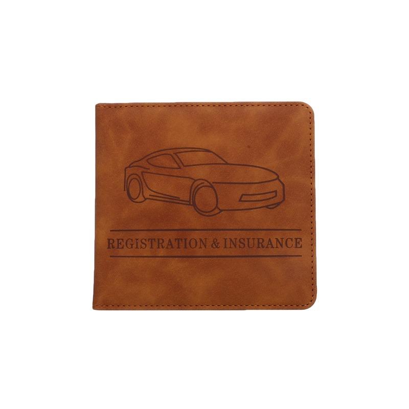 

Держатель для регистрации автомобиля, водительского удостоверения и страхового полиса - Кожаный органайзер для документов автомобиля в бардачок коричневый