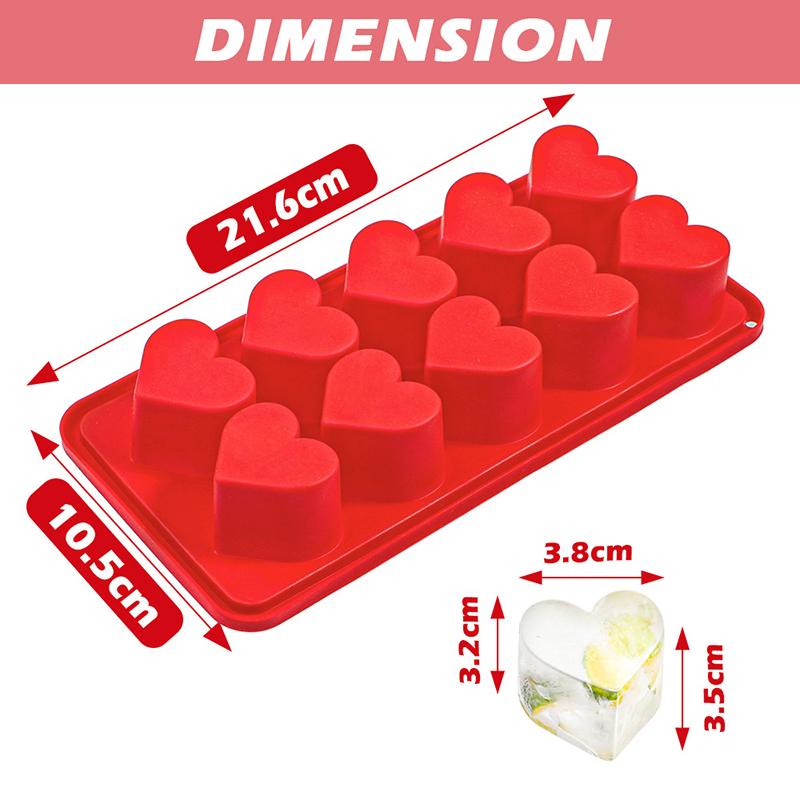 2Pcs Multifunction Heart Shape Ice Cube Mold, Pudding Candy Whiskey Kitchen Accessories, Party Supplies, Valentine'S Day, 2Pc