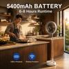 Teleskopischer Faltbarer Leiser Wiederaufladbarer Ventilator mit Fernbedienung, Oszillierendes Design, Schreibtisch- und Boden-Doppelnutzung, Tragbar für den Außenbereich