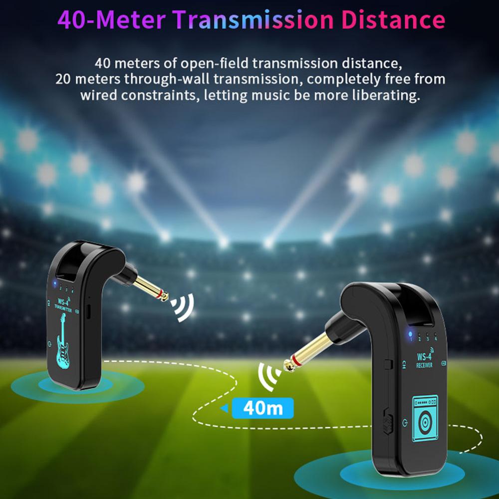 Guitar Transmitter Receiver Set 2.4G WS-4 Wireless Guitar System for Electric Guitar Bass 48K/16bit Real-time Transmission