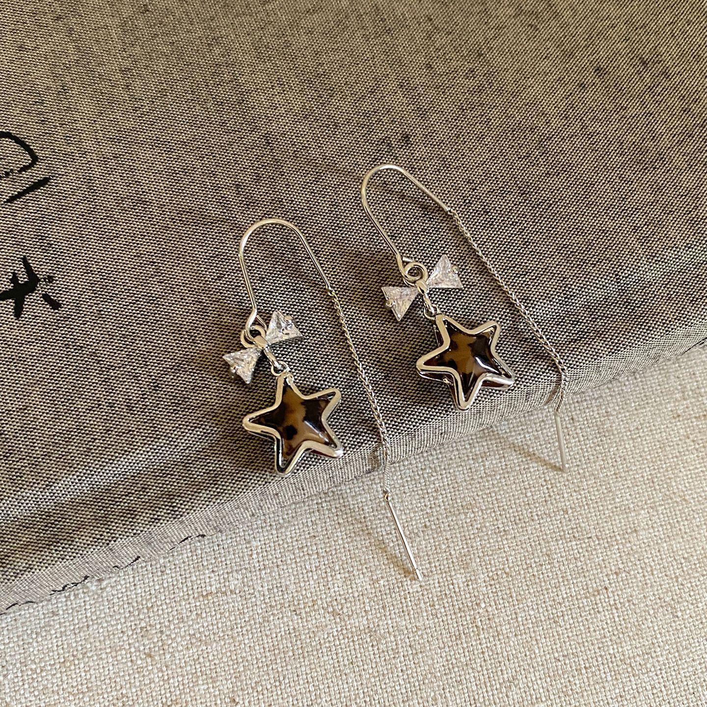 Korean cold wind leopard print star zircon earline niche design earrings earrings women