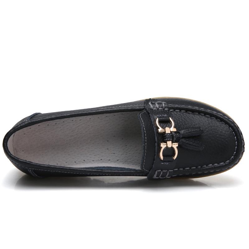 Women PU Leather Flats Soft Comfortable Driving Shoes Slip-on Mother Shoes Casual Walking Loafers Working Shoes