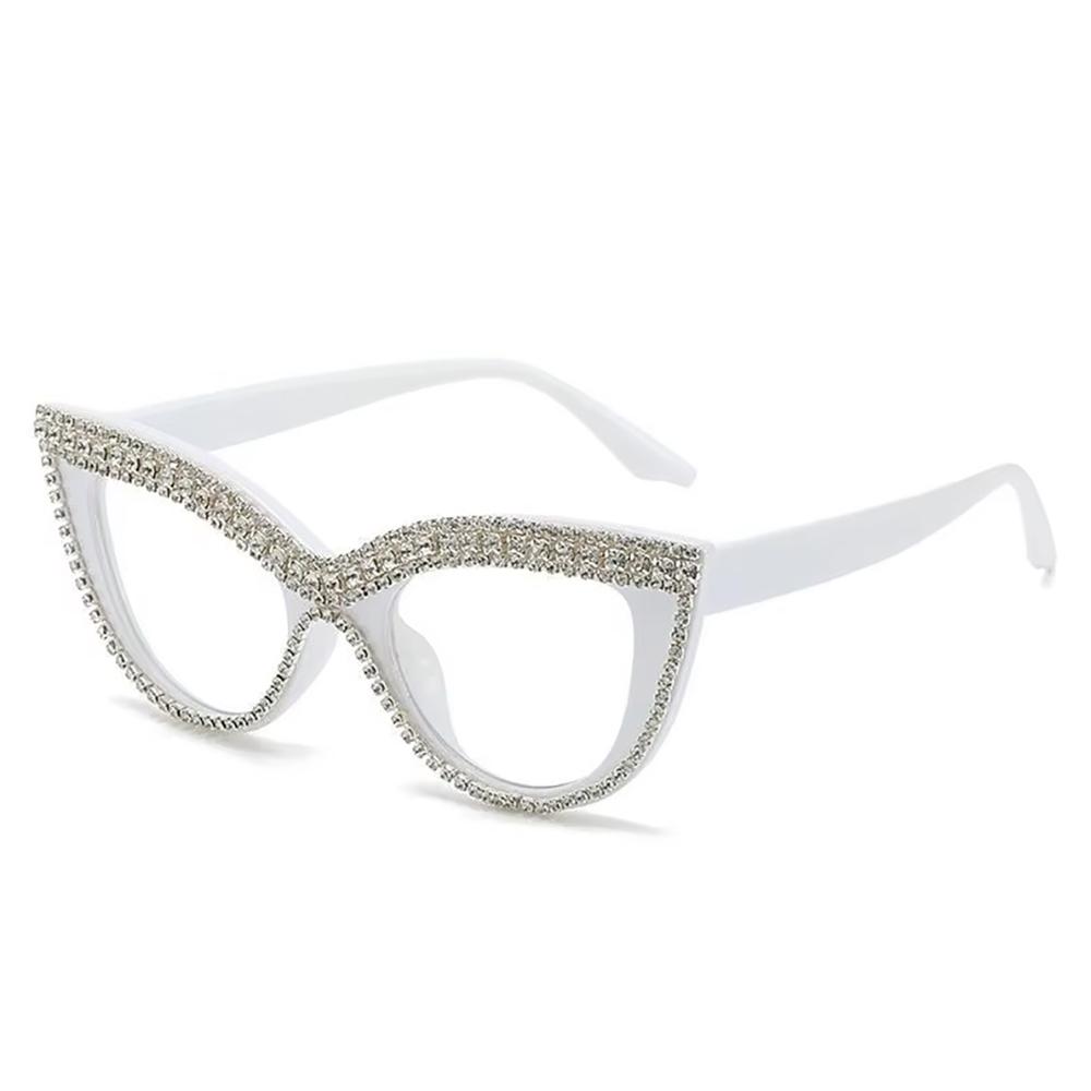 

Очки для чтения «кошачий глаз» с бриллиантами, женские, модные, с большой оправой, с защитой от синего света, для чтения, рецептурные очки, очки для миопии 3.5