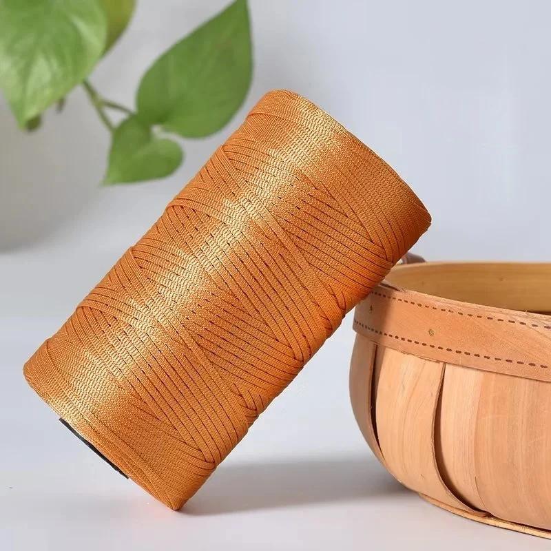 250g/Roll 2.5mm Ice Silk Thread Summer Crochet Yarn for DIY Knitting Bag Shoes Flat Hollow Yarn Hand-knitted Thread Supplies