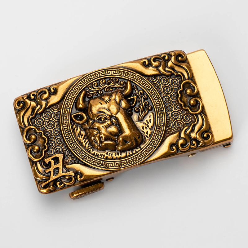 Zodiac Herren Automatik Gürtelschnalle Personalisiert Retro Kupfer 40cm Automatische Zinklegierung Gürtelschnalle