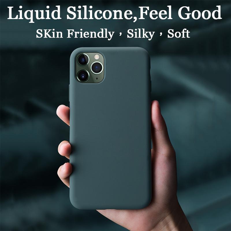 Coque de luxe en Silicone liquide souple, étui Original antichoc pour Iphone 14 13 11 12 Promax Xr Xs 78plus, polaire Super Fine