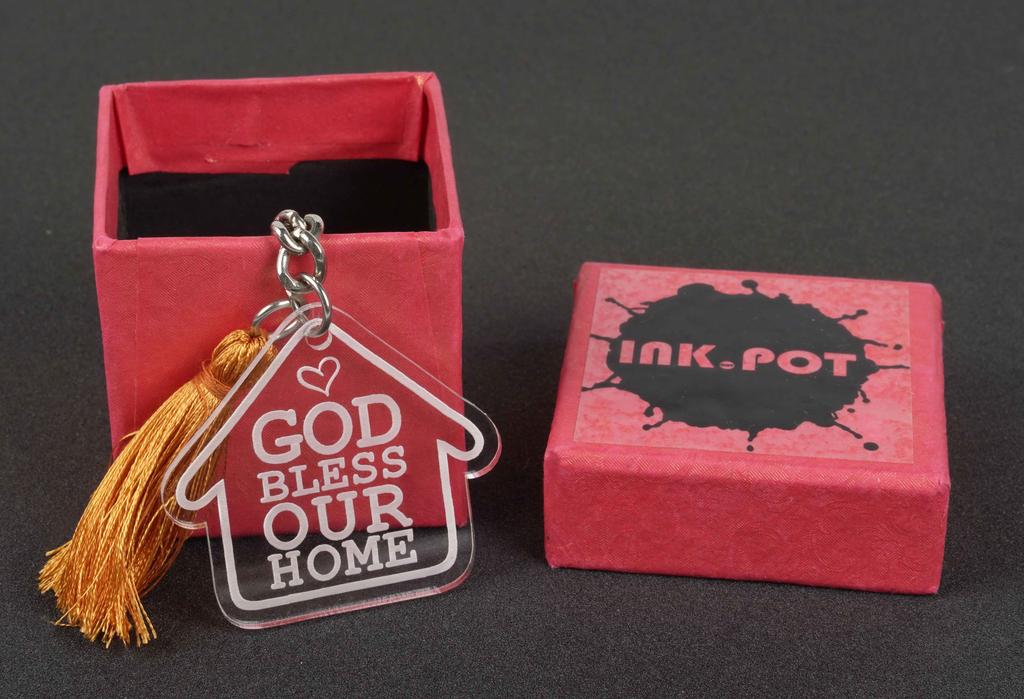 Inkdotpot Housewarming Keychain God Bless Our Home Acrylic Engraved Keychain Home Owner