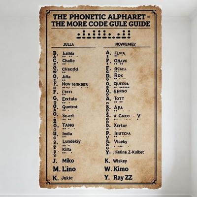 L'Alfabeto Fonetico - La Guida Gule del Codice Più Codice Segno in Latta Stile Pergamena Vintage, Decorazione Sistema Cifra Linguaggio Codificato per H