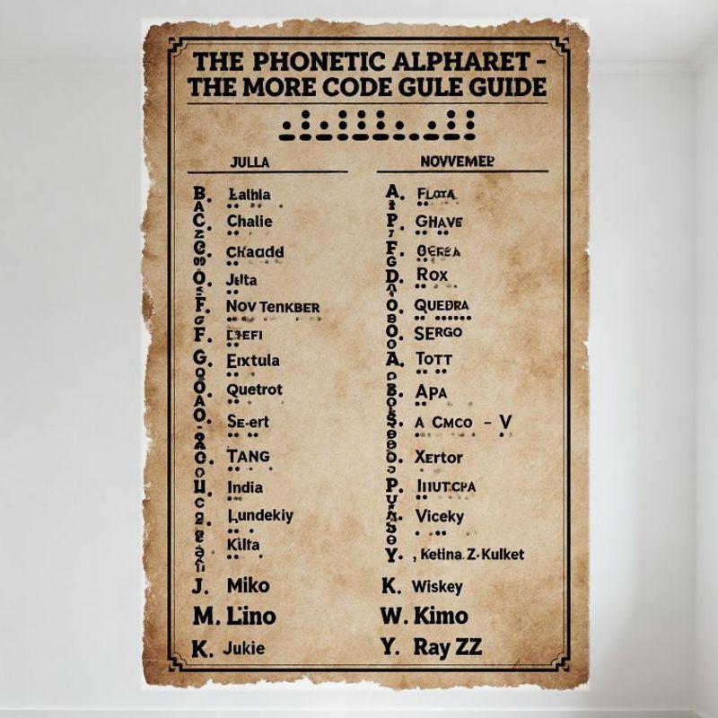 L'Alfabeto Fonetico - La Guida Gule del Codice Più Codice Segno in Latta Stile Pergamena Vintage, Decorazione Sistema Cifra Linguaggio Codificato per