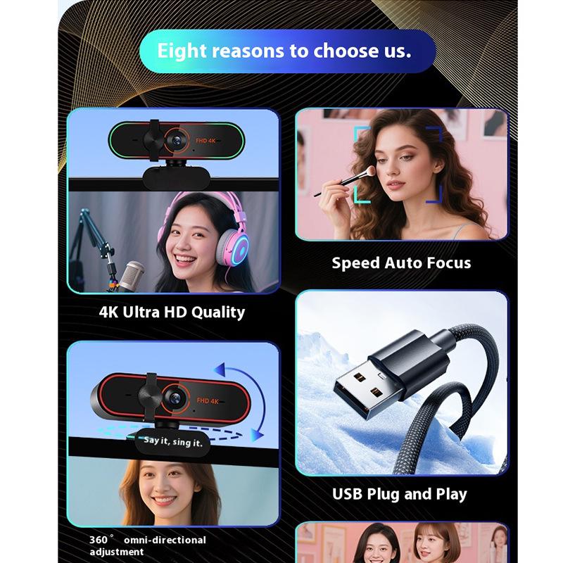 4K Ultra HD USB Camera: Driver-Free, Plug & Play for Home Office, Streaming, Recording, and Photography