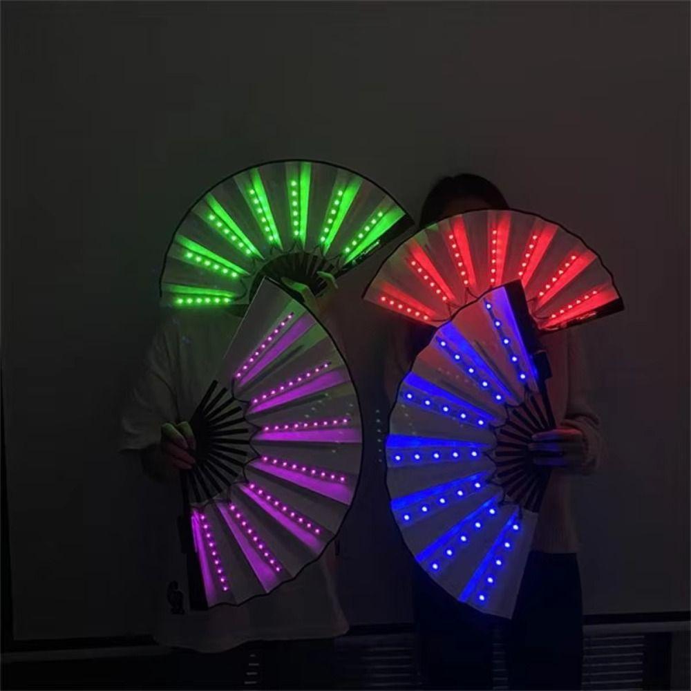 Portable Glow Folding LED Fan Creative Glowing Hand Fan Dancing Light Fan  Party Performance